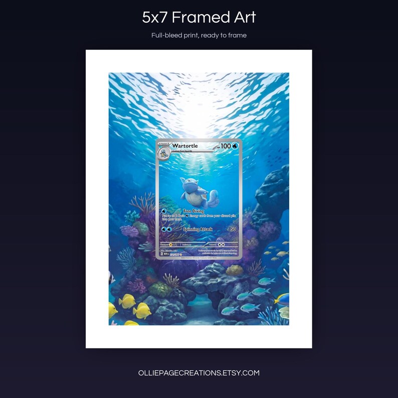 Wartortle 171/165 5x7 full-bleed framed art print, ready to frame, S&V 151