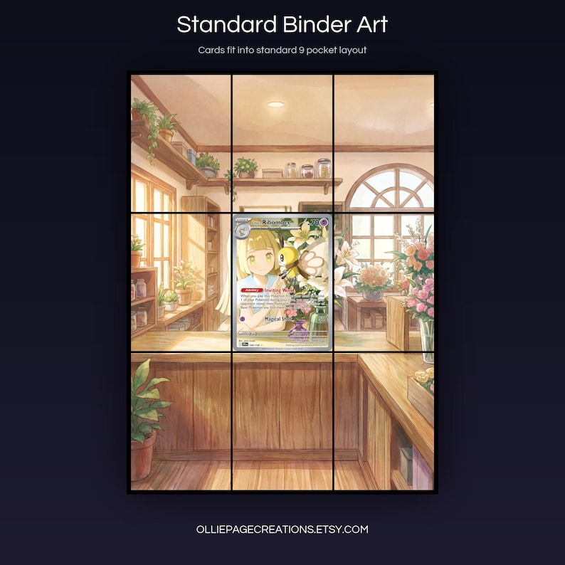Lillie's Ribombee 164/159 extended art 3x3 grid layout, full 9-pocket binder page display printable, Journey Together collector insert