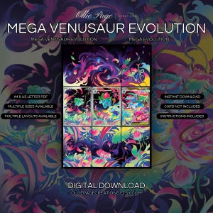 Mega Venusaur Evolution 133 + 134 + 177 Extended Art Print | Mega Evolution Binder Display (Digital Download)