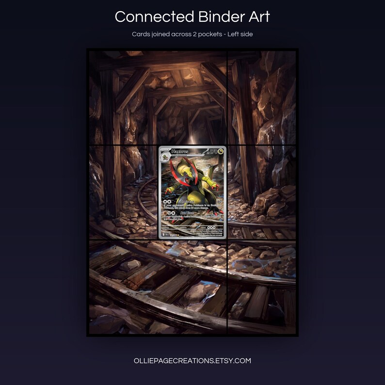Haxorus 147/086 connected binder art joining across two pockets, left side, printable extended card display for 9-pocket binders