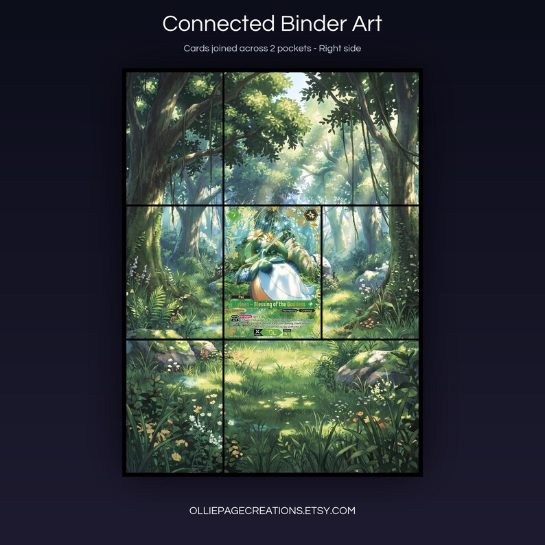 Lyleen BP01-049-SSP connected binder art joining across two pockets, right side, printable extended card display for 9-pocket binders