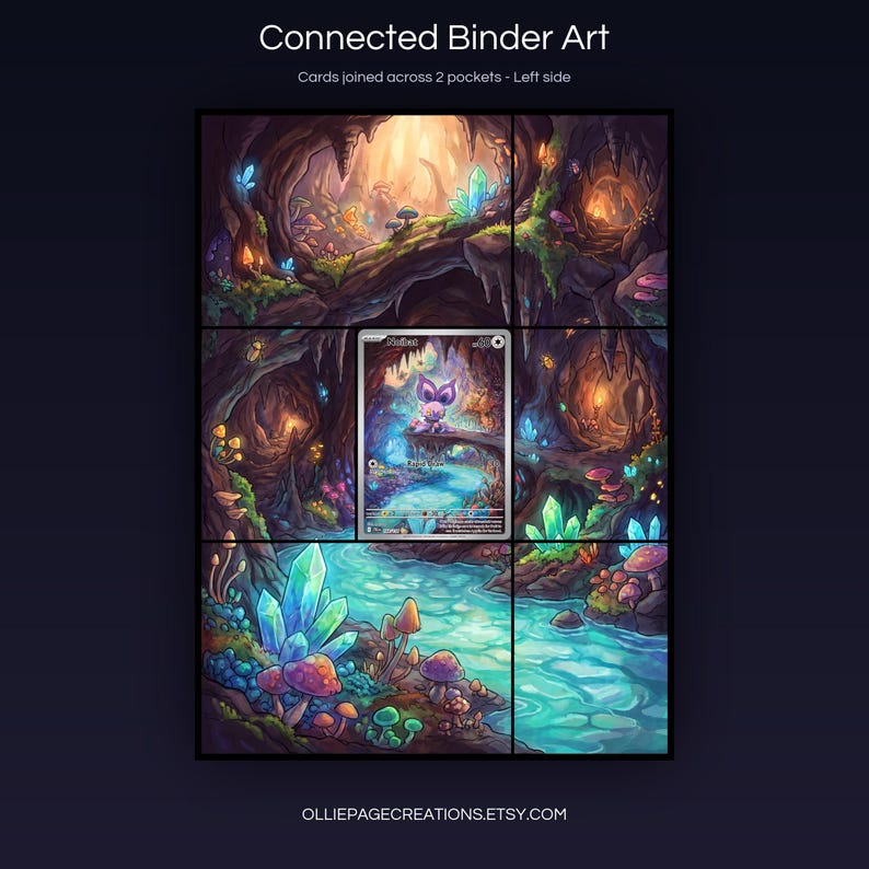 Noibat 169/159 connected binder art joining across two pockets, left side, printable extended card display for 9-pocket binders