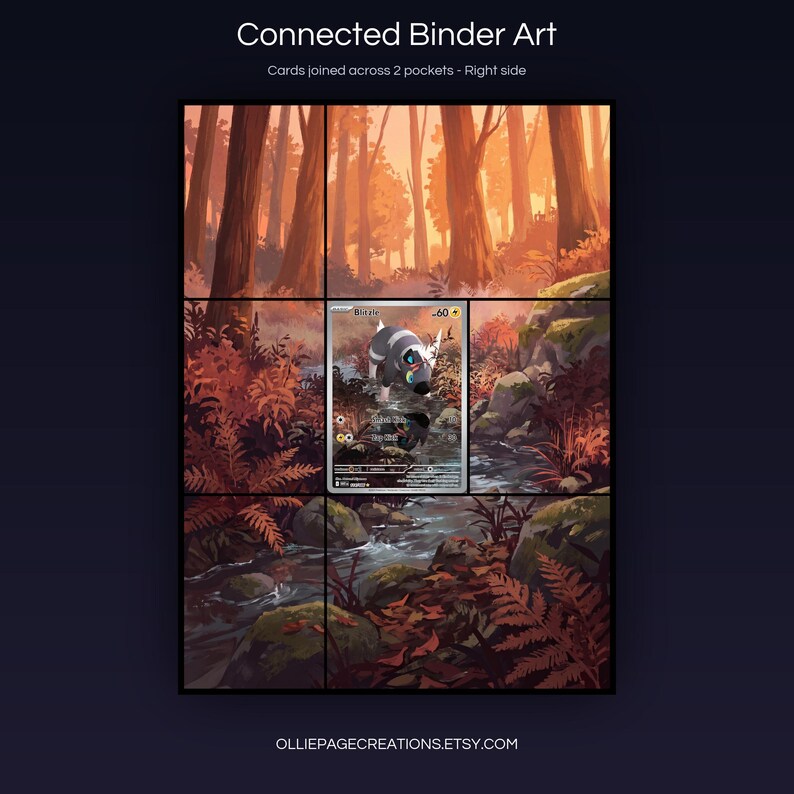 Blitzle 114/086 connected binder art joining across two pockets, right side, printable extended card display for 9-pocket binders