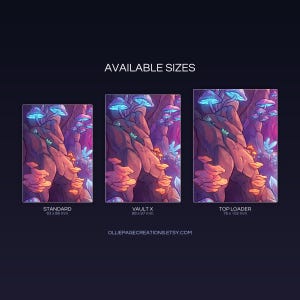 Tinkaton Evolution extended binder art size guide showing Standard, Vault X, and Top Loader printable card sleeve dimensions