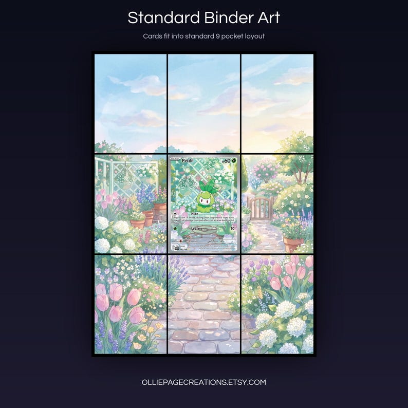 Petili 091/086 extended art 3x3 grid layout, full 9-pocket binder page display printable, Black Bolt collector insert