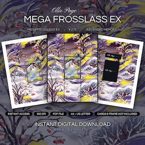 Mega Frosslass EX 275/217 collector bundle — extended binder page plus 8x10 full-art and PSA framed prints in a Dramatic winter landscape with snow-covered terrain
