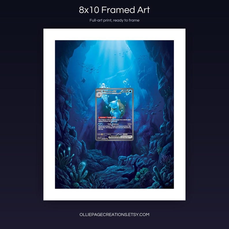 Blastoise EX 200/165 8x10 full-art framed print, ready-to-frame extended art wall display, S&V 151