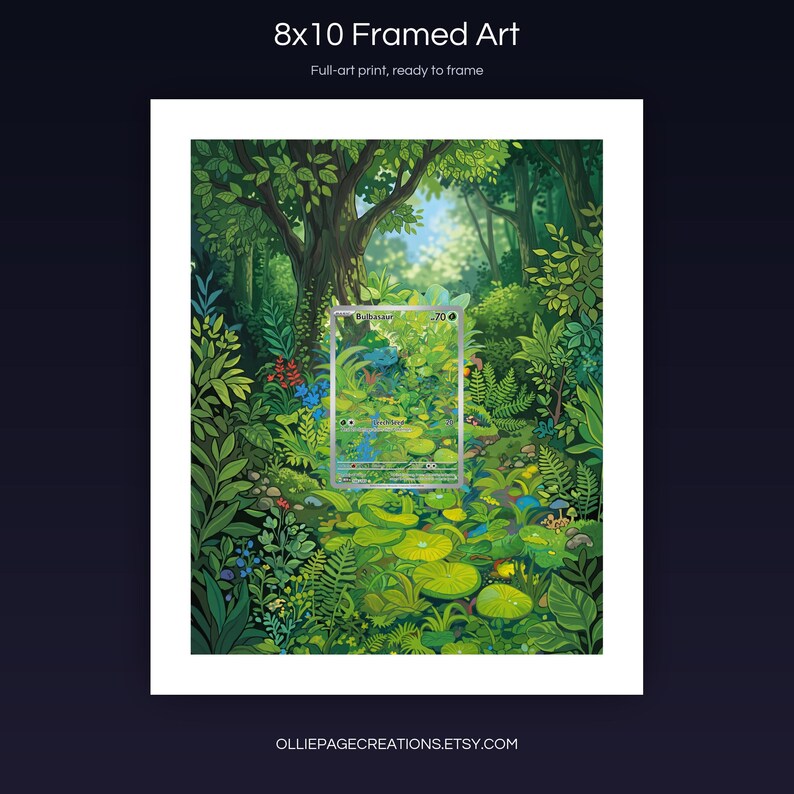 Collector bundle feature overview for Bulbasaur extended binder art — binder page grids plus 8x10