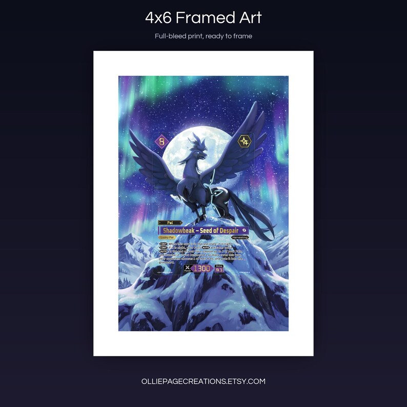 Shadowbeak BP01-074-SP 4x6 full-bleed framed art print, ready to frame, Dawn of Palapagos