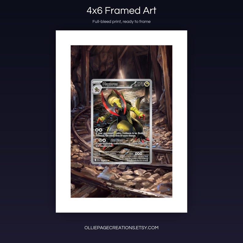Haxorus 147/086 4x6 full-bleed framed art print, ready to frame, Black Bolt
