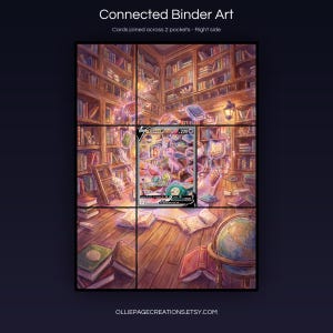 Espeon V 180/203 connected binder art joining across two pockets, right side, printable extended card display for 9-pocket binders