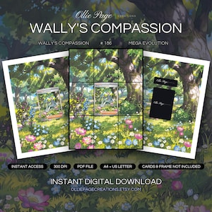 Wally's Compassion 186/132 Binder Art + Framable Print Bundle | Extended Art 9-Pocket Display | 8x10 5x7 4x6 | Mega Evolution