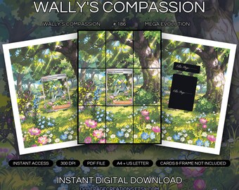 Wally's Compassion 186/132 Binder Art + Framable Print Bundle | Extended Art 9-Pocket Display | 8x10 5x7 4x6 | Mega Evolution