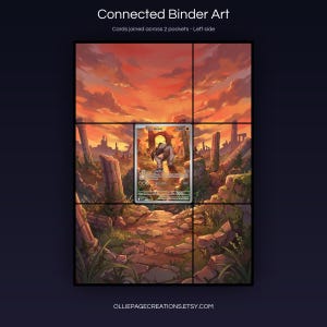 Terrakion 135/086 connected binder art joining across two pockets, left side, printable extended card display for 9-pocket binders