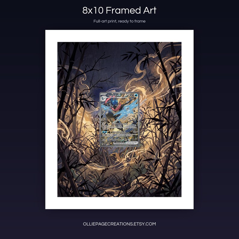 Greninja EX 132 8x10 full-art framed print, ready-to-frame extended art wall display, S&V Promo
