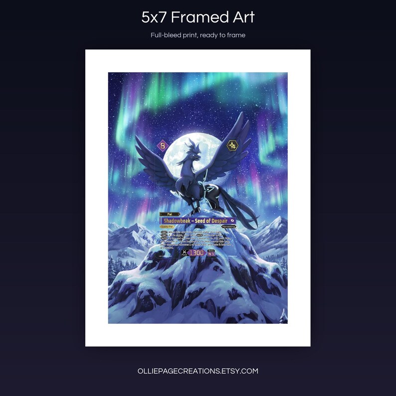 Shadowbeak BP01-074-SP 5x7 full-bleed framed art print, ready to frame, Dawn of Palapagos