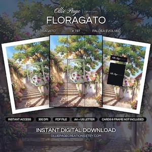 Floragato 197/193 Binder Art + Framable Print Bundle | Extended Art 9-Pocket Display | 8x10 5x7 4x6 | Paldea Evolved