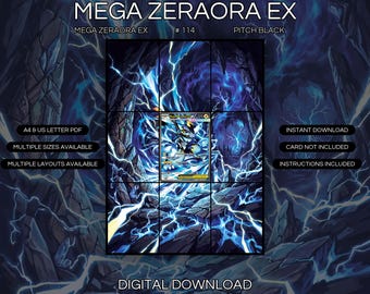 Mega Zeraora EX 114/084 Impressão artística estendida | Expositor de fichário preto (Download digital)
