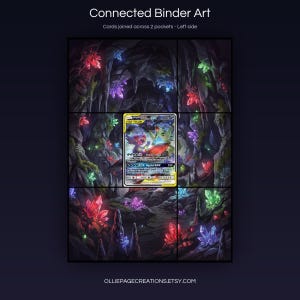 Mega Sableye & Tyranitar GX 226/236 connected binder art joining across two pockets, left side, printable extended card display for 9-pocket binders