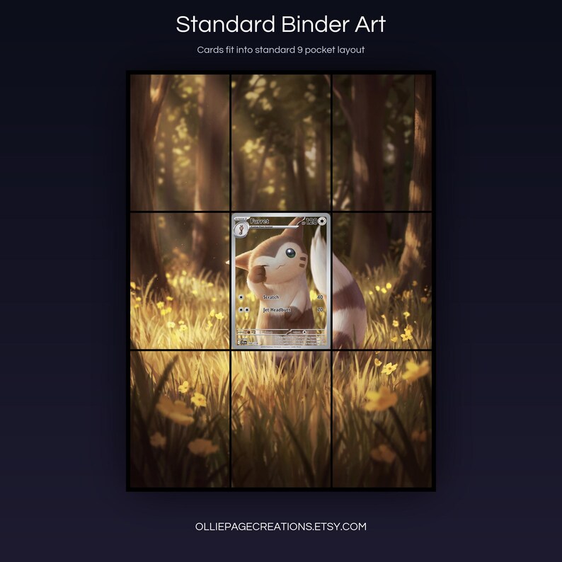 Furret 168/159 extended art 3x3 grid layout, full 9-pocket binder page display printable, Journey Together collector insert