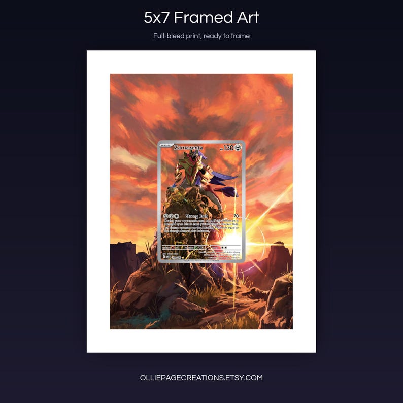 Zamazenta 201/182 5x7 full-bleed framed art print, ready to frame, Destined Rivals