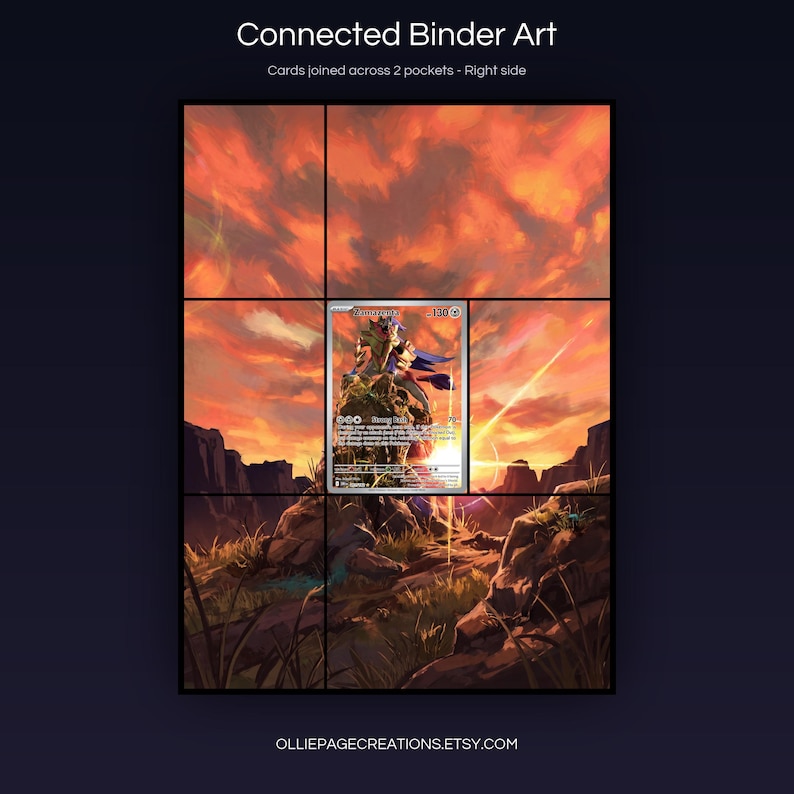 Zamazenta 201/182 connected binder art joining across two pockets, right side, printable extended card display for 9-pocket binders
