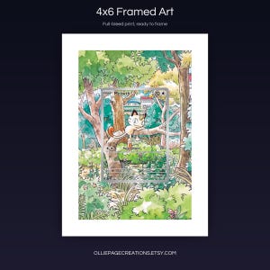 Meowth 106/094 4x6 full-bleed framed art print, ready to frame, Phantasmal Flames