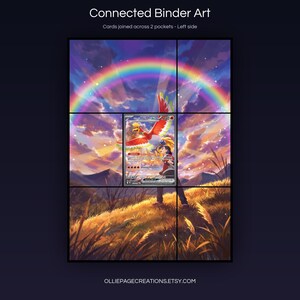 Ethan's Ho-Oh EX 230/182 connected binder art joining across two pockets, left side, printable extended card display for 9-pocket binders