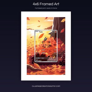 Tepig 096/086 4x6 full-bleed framed art print, ready to frame, White Flare