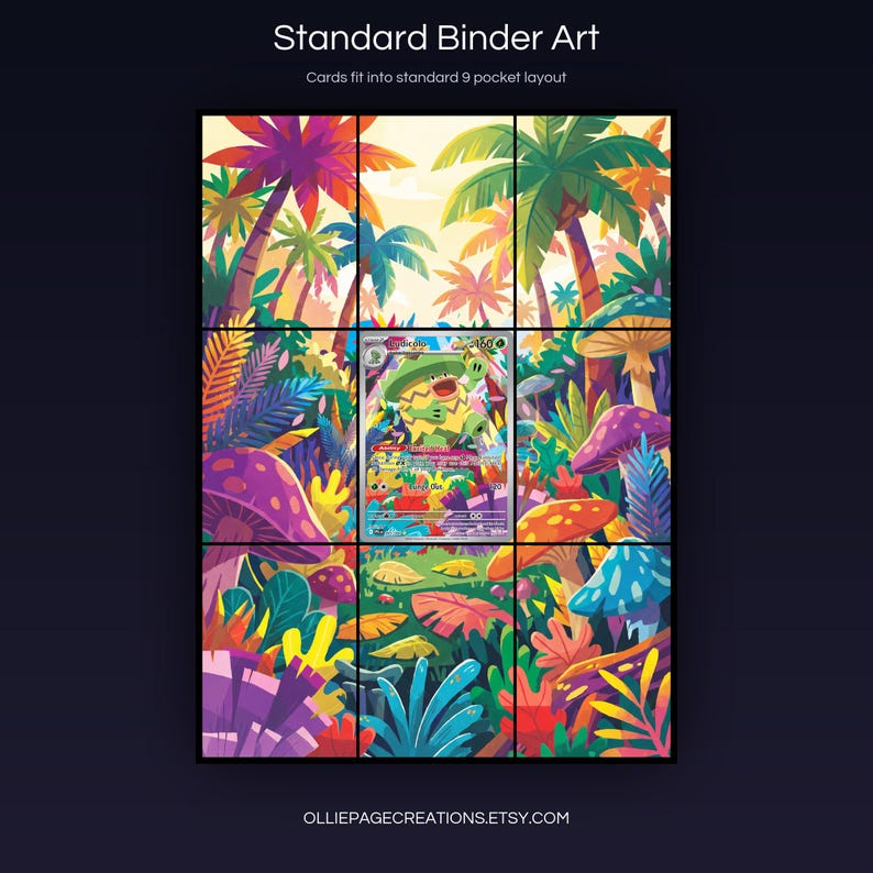 Ludicolo 095/094 extended art 3x3 grid layout, full 9-pocket binder page display printable, Phantasmal Flames collector insert