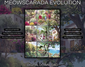 Meowscarada Evolution 196 + 197 + 256 Extended Art Print | Paldea Evolved Binder Display (Digital Download)