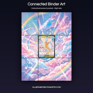 Mega Dragonite EX 290/217 connected binder art joining across two pockets, right side, printable extended card display for 9-pocket binders