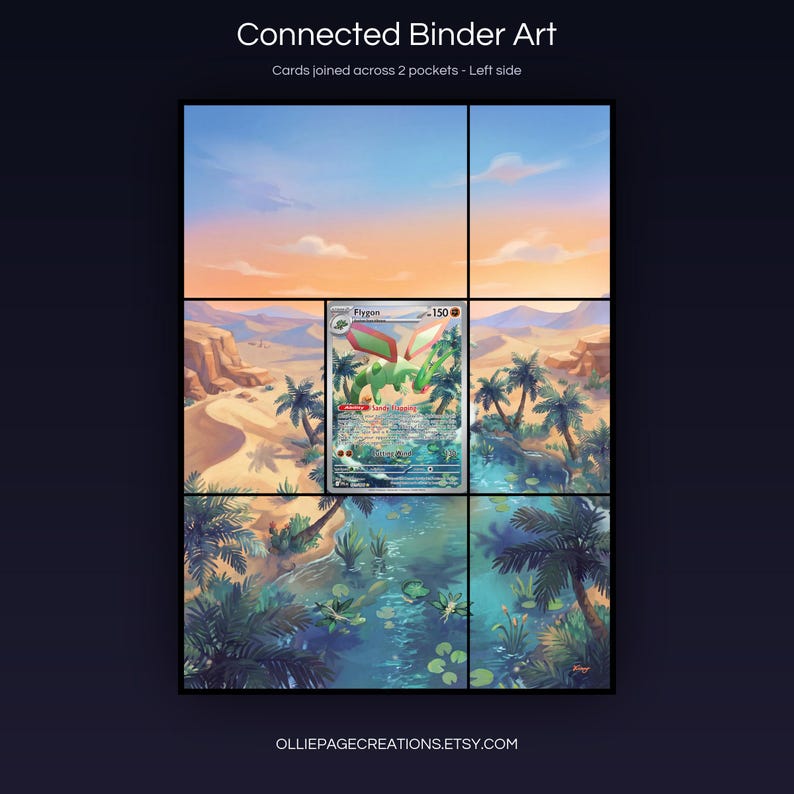 Flygon 101/094 connected binder art joining across two pockets, left side, printable extended card display for 9-pocket binders