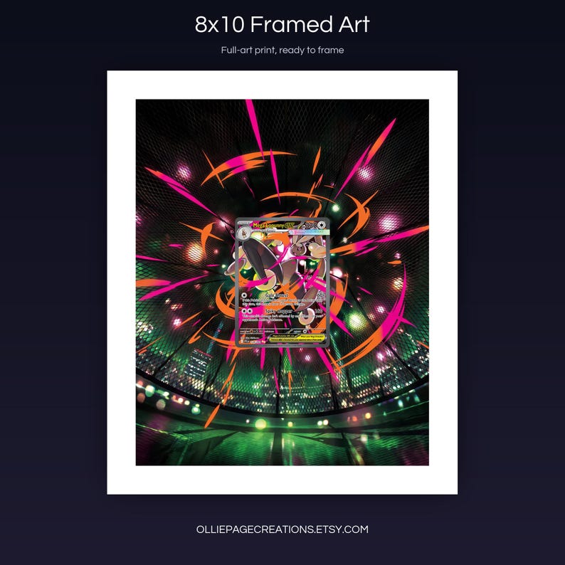 Mega Lopunny EX 128/094 8x10 full-art framed print, ready-to-frame extended art wall display, Phantasmal Flames