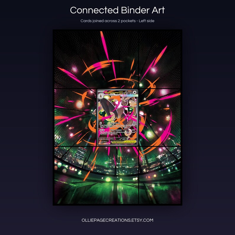 Mega Lopunny EX 128/094 connected binder art joining across two pockets, left side, printable extended card display for 9-pocket binders