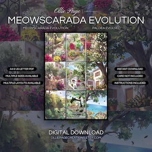 Meowscarada Evolution 196 + 197 + 256 Extended Art Print | Paldea Evolved Binder Display (Digital Download)