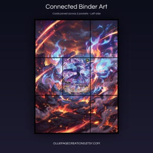 Katress BP01-075-SP connected binder art joining across two pockets, left side, printable extended card display for 9-pocket binders