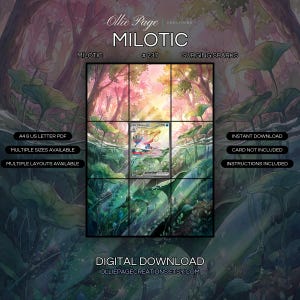 Milotic 237/191 extended art binder page in a Ethereal forest scene with vibrant pink and golden light filtering through trees