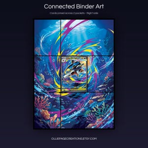 Mega Sharpedo EX 127/094 connected binder art joining across two pockets, right side, printable extended card display for 9-pocket binders
