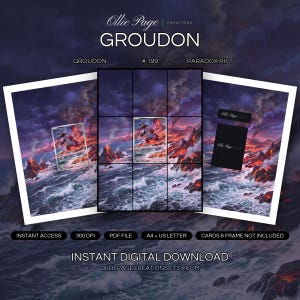 Groudon 199/182 collector bundle — extended binder page plus 8x10 full-art and PSA framed prints in a Dramatic volcanic landscape with erupting mountains, glowing lava flows, turbulent ocean waves, purple storm clouds, and fiery sunset lighting., pri