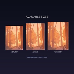 Blitzle extended binder art size guide showing Standard, Vault X, and Top Loader printable card sleeve dimensions