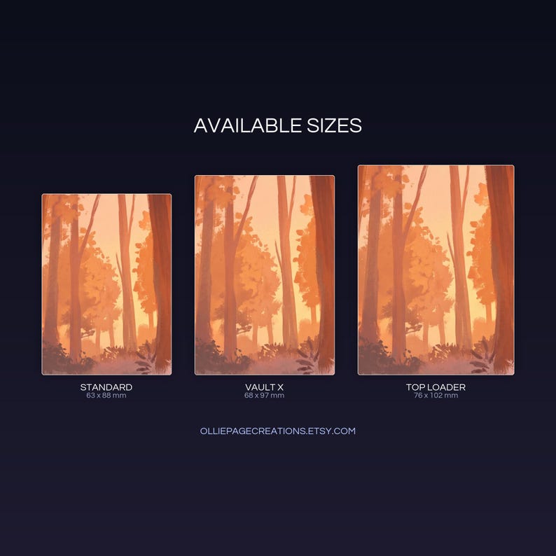 Blitzle extended binder art size guide showing Standard, Vault X, and Top Loader printable card sleeve dimensions