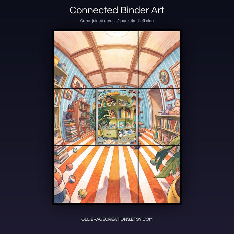 Litten 167/162 connected binder art joining across two pockets, left side, printable extended card display for 9-pocket binders