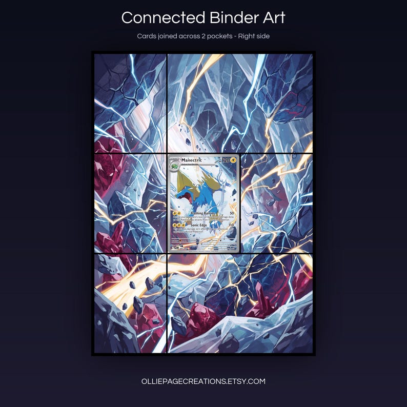 Collector bundle feature overview for Manectric extended binder art — binder page grids plus 8x10