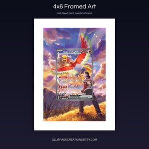 Ethan's Ho-Oh EX 230/182 4x6 full-bleed framed art print, ready to frame, Destined Rivals