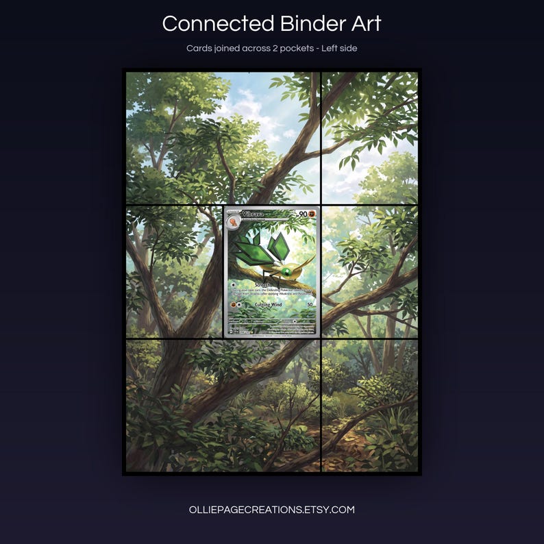 Vibrava 206/191 connected binder art joining across two pockets, left side, printable extended card display for 9-pocket binders