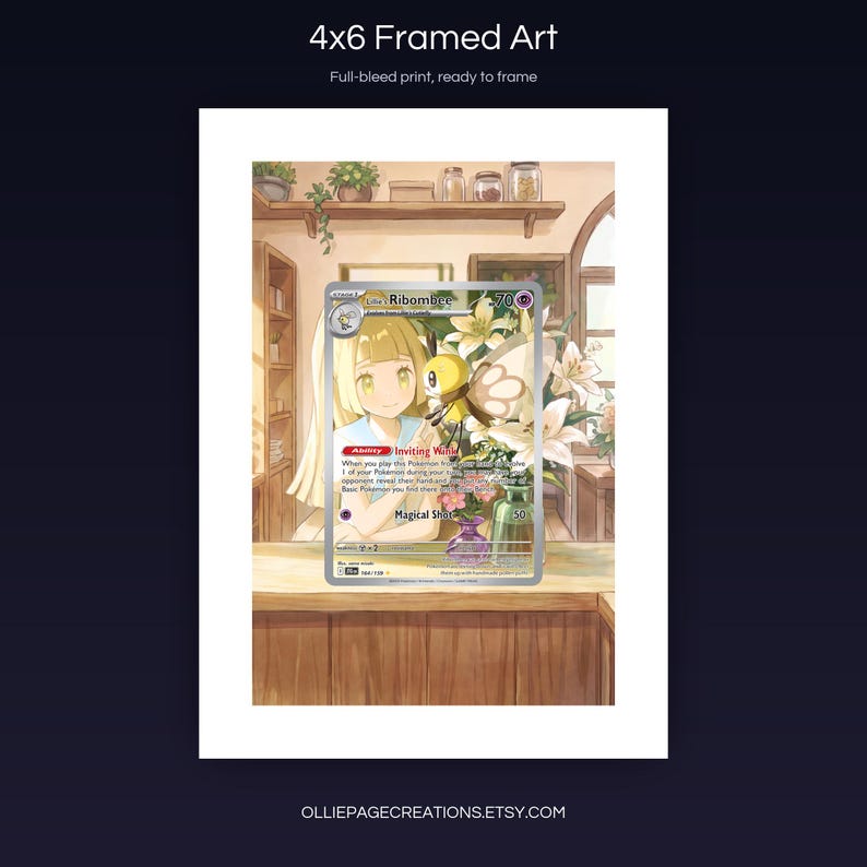 Lillie's Ribombee 164/159 4x6 full-bleed framed art print, ready to frame, Journey Together