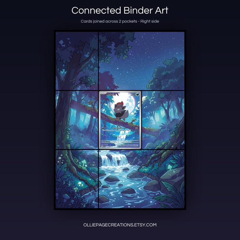 Zorua 142/086 connected binder art joining across two pockets, right side, printable extended card display for 9-pocket binders
