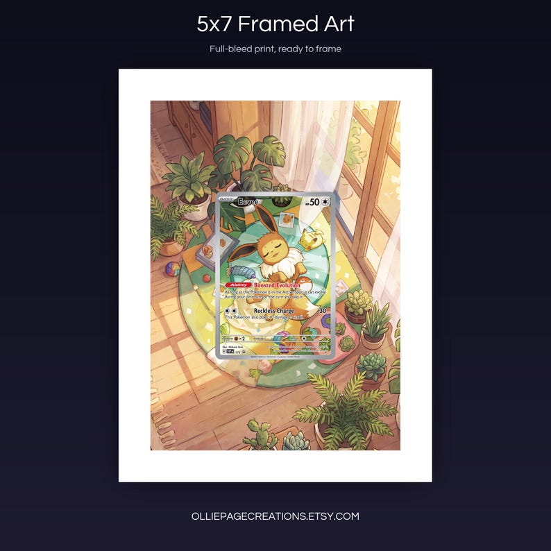 Eevee 173 5x7 full-bleed framed art print, ready to frame, S&V Promo