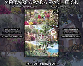 Meowscarada Evolution 196 + 197 + 256 Extended Art Print | Paldea Evolved Binder Display (Digital Download)
